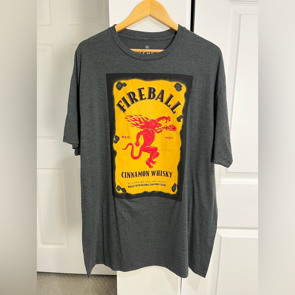 Fireball Whisky Mens 2XL Cotton Blend Crew Neck Short Sleeve Tee T Shirt Alcohol